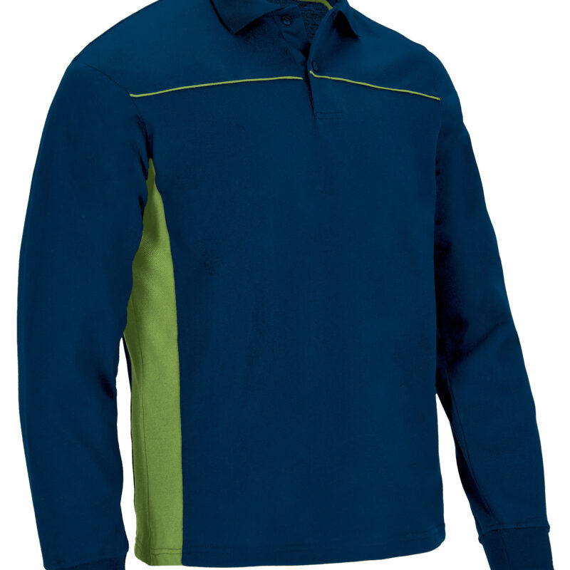 POVATHLMM Μακρυμάνικο Polo Shirt THUNDER - Orion Μπλε σκούρο Μπλε-Μήλο Πράσινο