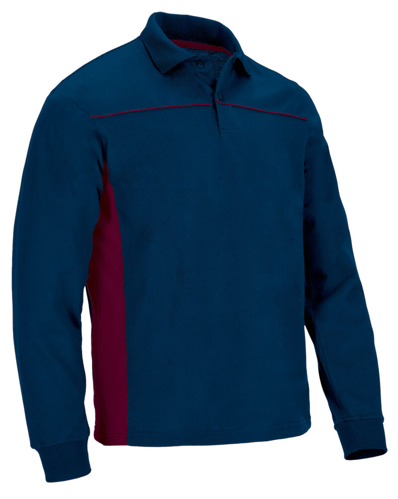 POVATHLMT Μακρυμάνικο Polo Shirt THUNDER - Orion Μπλε σκούρο Μπλε-Μαόνι Μπορντό