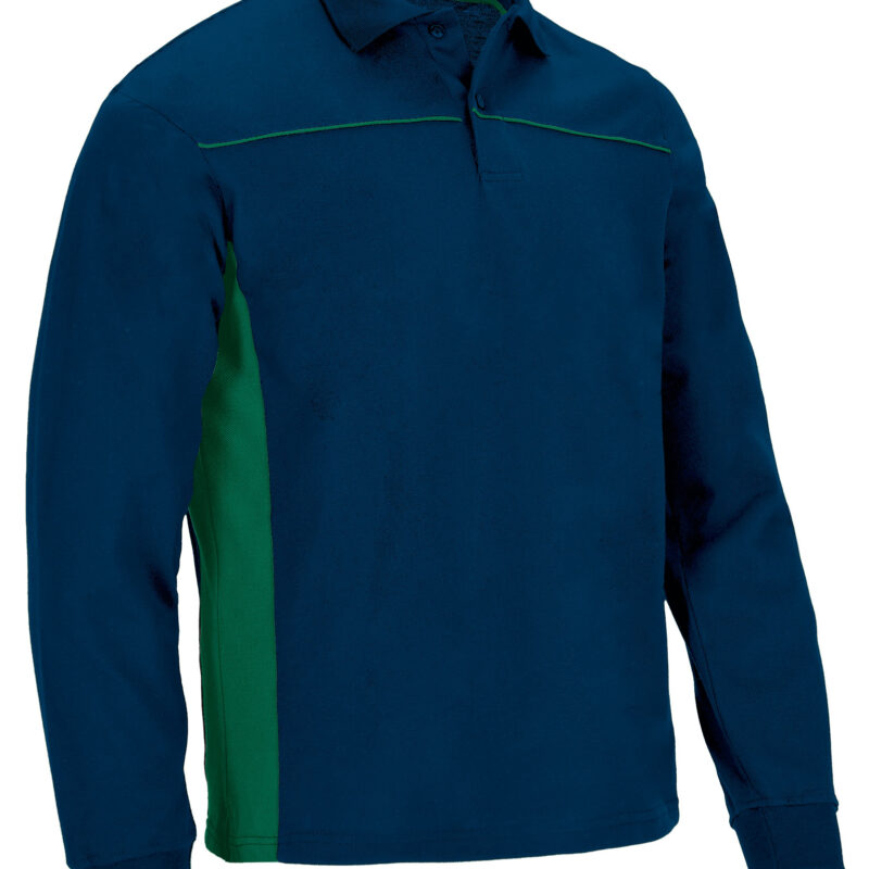 POVATHLMV Μακρυμάνικο Polo Shirt THUNDER - Orion Μπλε σκούρο Μπλε-Kelly Πράσινο