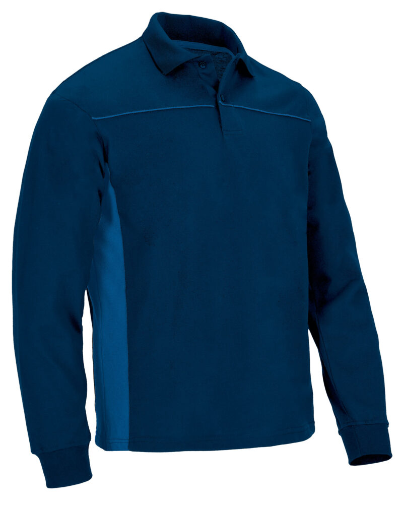 POVATHLMY Μακρυμάνικο Polo Shirt THUNDER - Orion Μπλε σκούρο Μπλε-Ρουά Μπλε