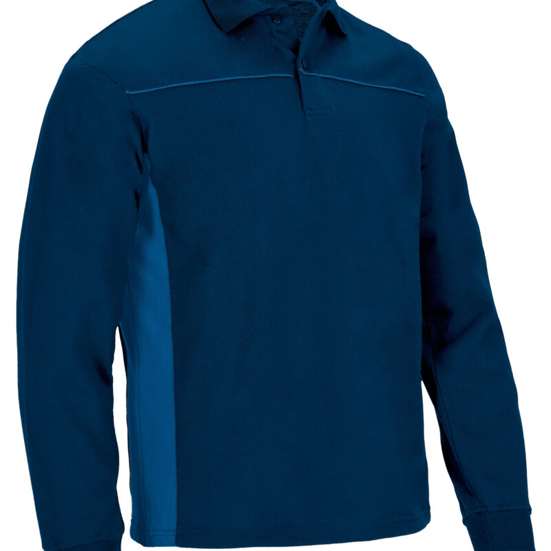 POVATHLMY Μακρυμάνικο Polo Shirt THUNDER - Orion Μπλε σκούρο Μπλε-Ρουά Μπλε