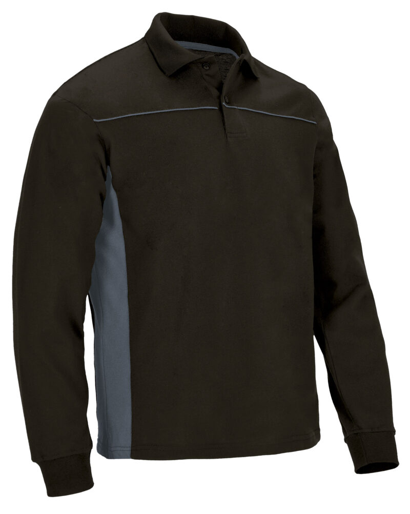 POVATHLNG Μακρυμάνικο Polo Shirt THUNDER - Μαύρο-Cement Γκρι