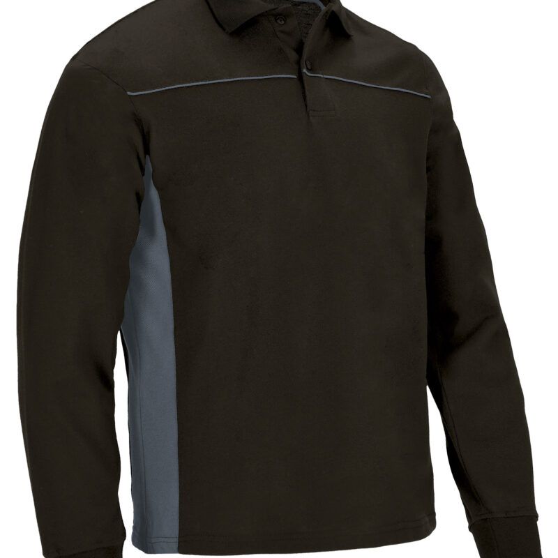 POVATHLNG Μακρυμάνικο Polo Shirt THUNDER - Μαύρο-Cement Γκρι