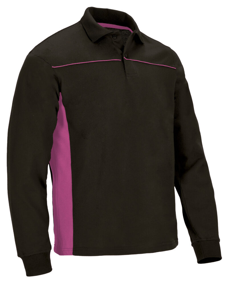 POVATHLNM Μακρυμάνικο Polo Shirt THUNDER - Μαύρο-Ματζέντα Ροζ
