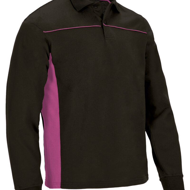 POVATHLNM Μακρυμάνικο Polo Shirt THUNDER - Μαύρο-Ματζέντα Ροζ