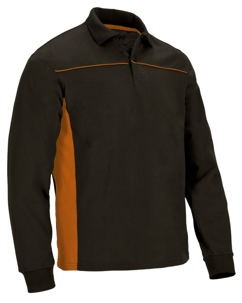 POVATHLNN Μακρυμάνικο Polo Shirt THUNDER - Μαύρο-Party Πορτοκαλί