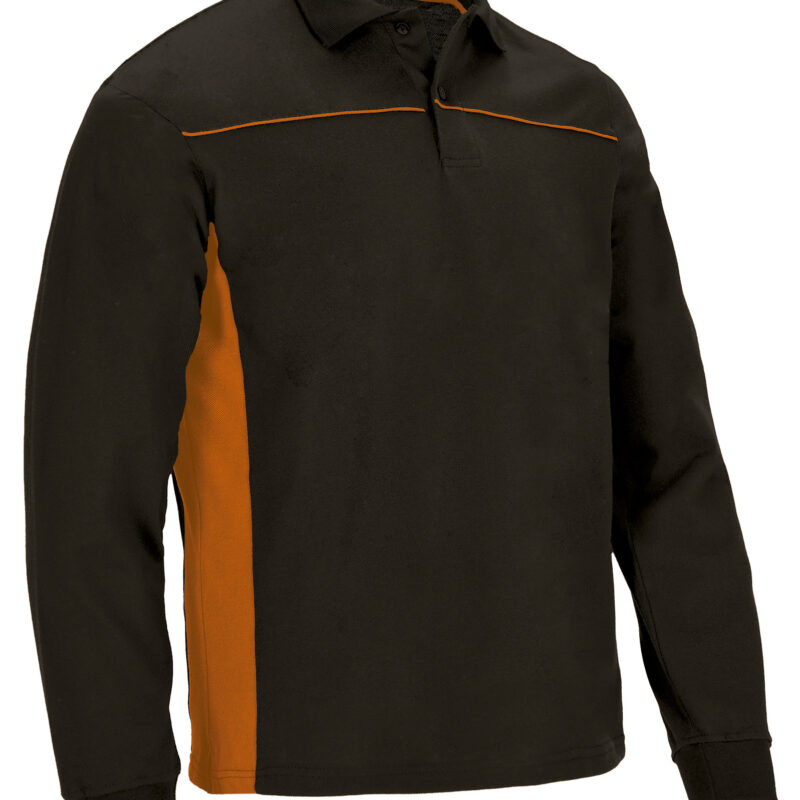 POVATHLNN Μακρυμάνικο Polo Shirt THUNDER - Μαύρο-Party Πορτοκαλί