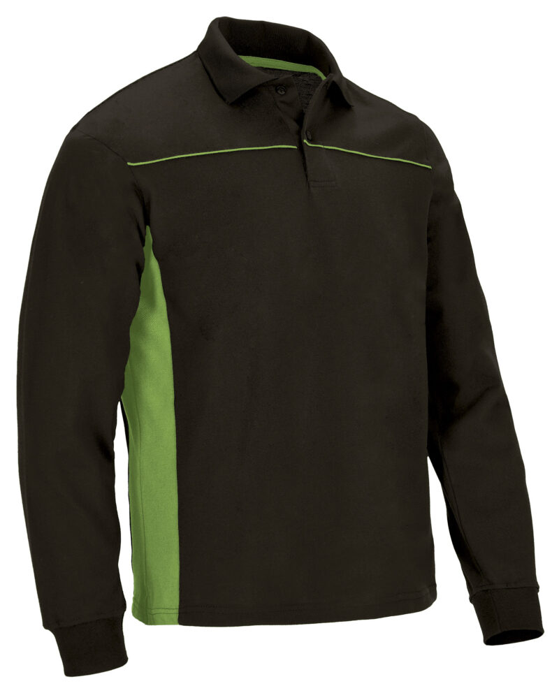 POVATHLNV Μακρυμάνικο Polo Shirt THUNDER - Μαύρο-Μήλο Πράσινο