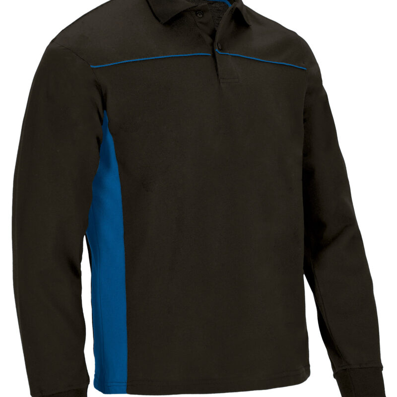POVATHLNY Μακρυμάνικο Polo Shirt THUNDER - Μαύρο-Ρουά Μπλε