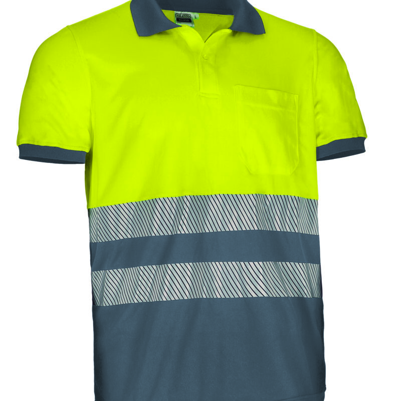 Υψηλής ορατότητας S/S Polo Shirt THURSO - Fluo Κίτρινο-Cement Γκρι