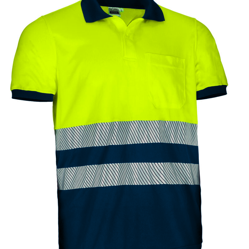 Υψηλής ορατότητας S/S Polo Shirt THURSO - Fluo Κίτρινο-Orion Μπλε σκούρο Μπλε