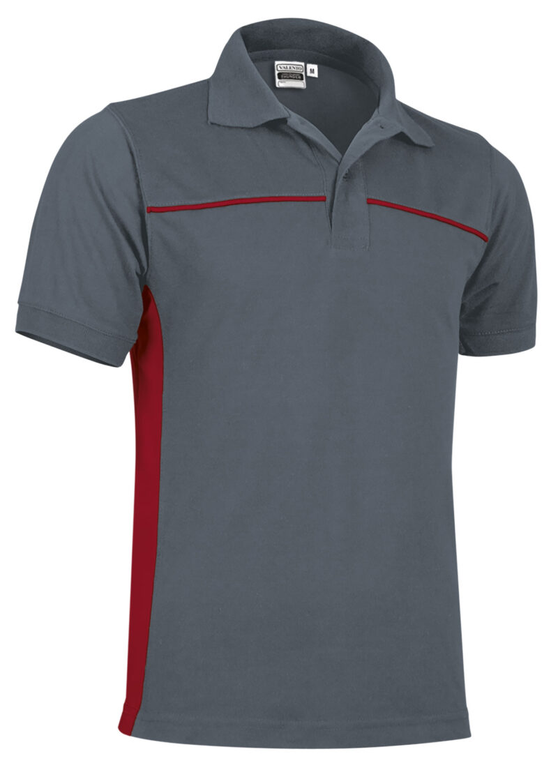 POVATHUGR Κοντομάνικο Polo Shirt THUNDER - Cement Γκρι-Lotto Κόκκινο