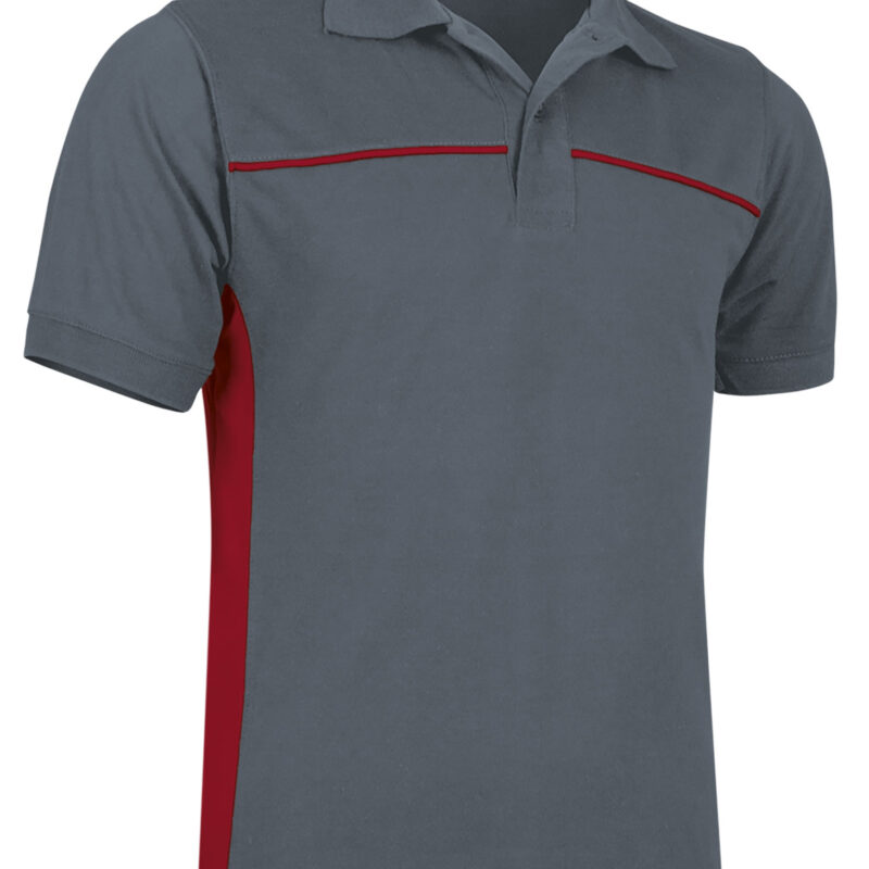 POVATHUGR Κοντομάνικο Polo Shirt THUNDER - Cement Γκρι-Lotto Κόκκινο