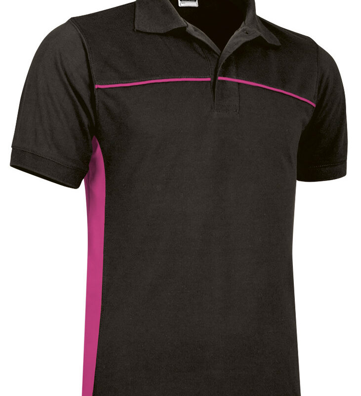 POVATHUNM Κοντομάνικο Polo Shirt THUNDER - Μαύρο-Ματζέντα Ροζ