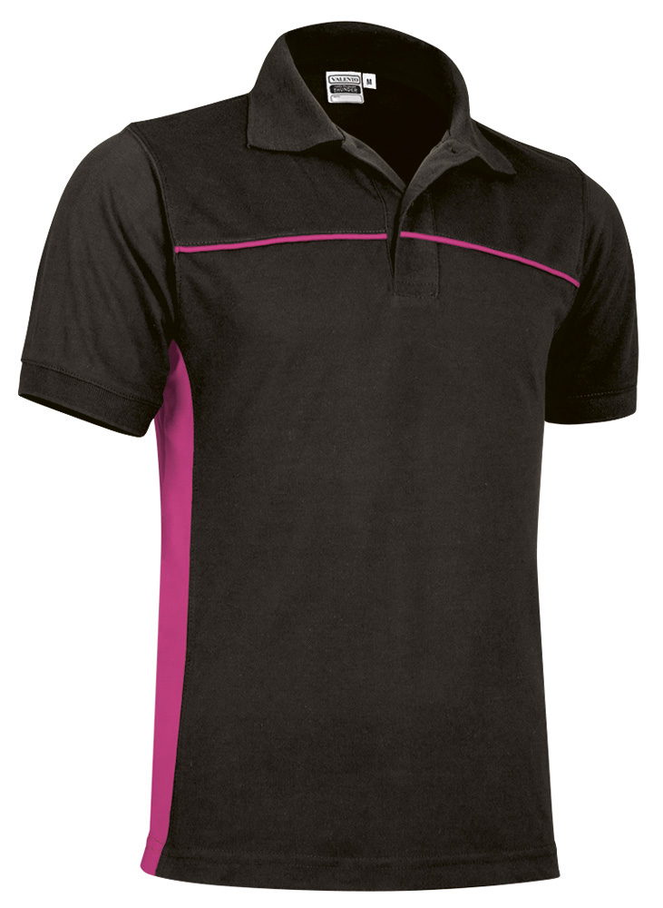 Κοντομάνικο Polo Shirt THUNDER - Μαύρο-Ματζέντα Ροζ