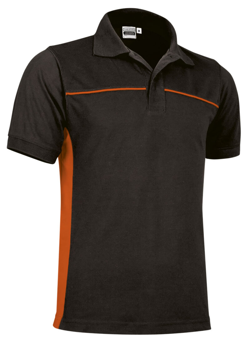 POVATHUNN Κοντομάνικο Polo Shirt THUNDER - Μαύρο-Party Πορτοκαλί