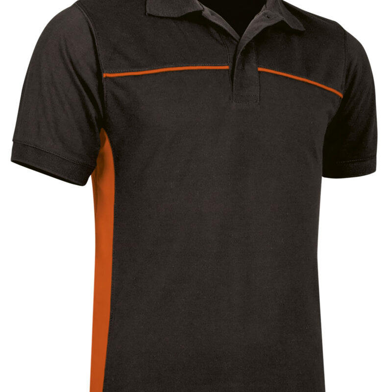 POVATHUNN Κοντομάνικο Polo Shirt THUNDER - Μαύρο-Party Πορτοκαλί