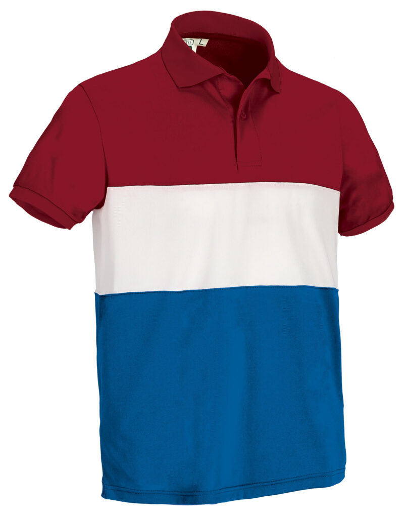 POVAVARLB Κοντομάνικο Polo Shirt VARSITY - Lotto Κόκκινο-Λευκό-Ρουά Μπλε
