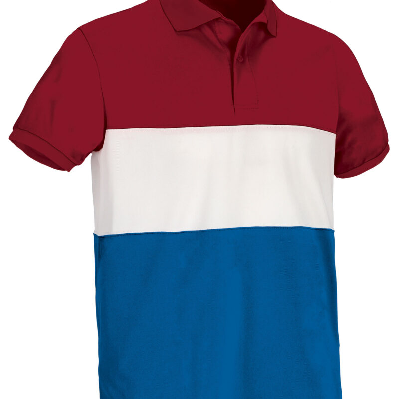 POVAVARLB Κοντομάνικο Polo Shirt VARSITY - Lotto Κόκκινο-Λευκό-Ρουά Μπλε