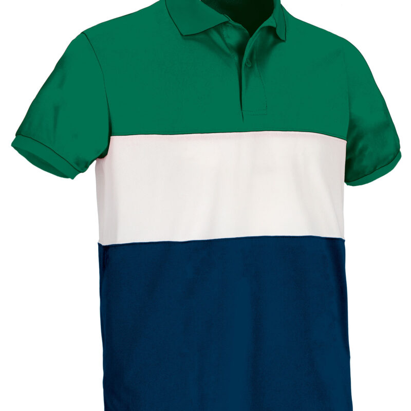 POVAVARVB Κοντομάνικο Polo Shirt VARSITY - Kelly Πράσινο-Λευκό-Orion Μπλε σκούρο Μπλε