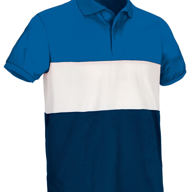 POVAVARYB Κοντομάνικο Polo Shirt VARSITY - Ρουά Μπλε-Λευκό-Orion Μπλε σκούρο Μπλε