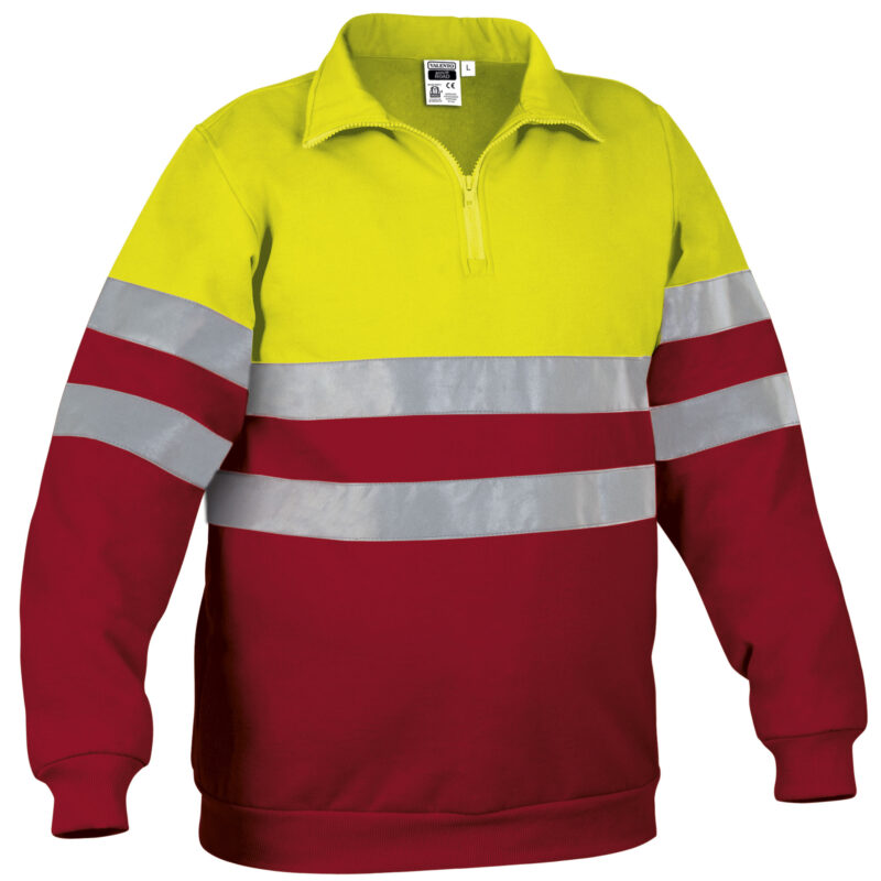 SUVAROAAR Υψηλής ορατότητας Sweatshirt ROAD - Fluo Κίτρινο-Lotto Κόκκινο