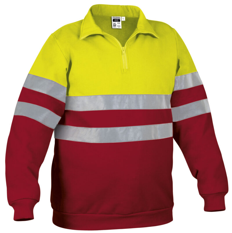 Υψηλής ορατότητας Sweatshirt ROAD - Fluo Κίτρινο-Lotto Κόκκινο