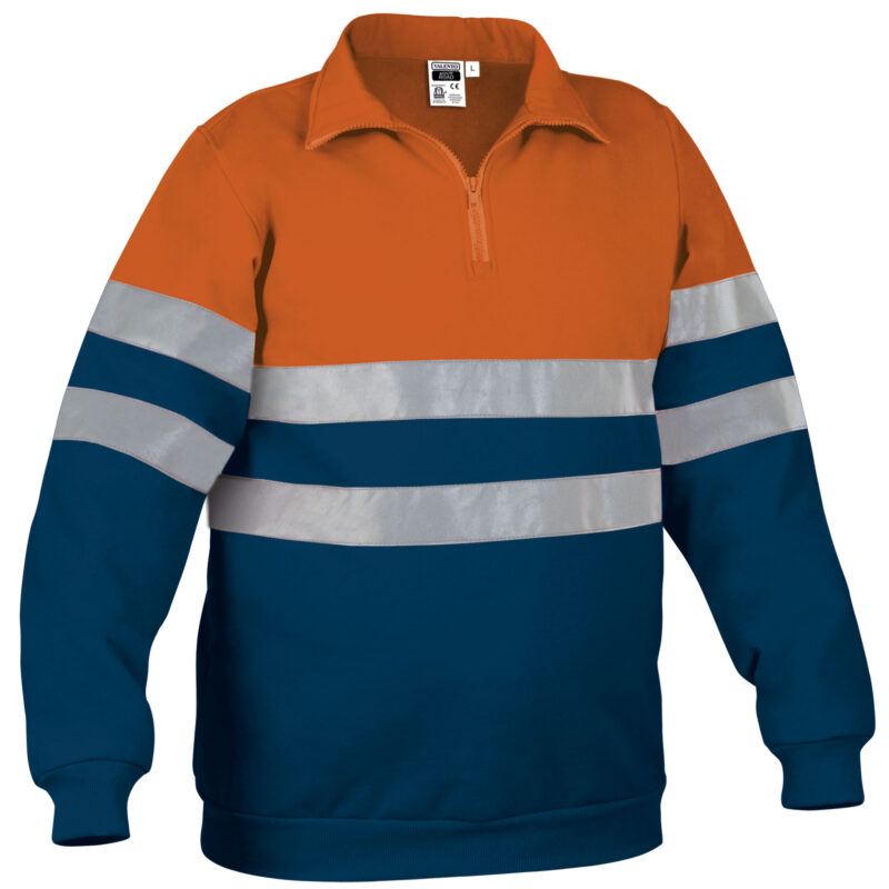Υψηλής ορατότητας Sweatshirt ROAD - Fluo Πορτοκαλί-Orion Μπλε σκούρο Μπλε