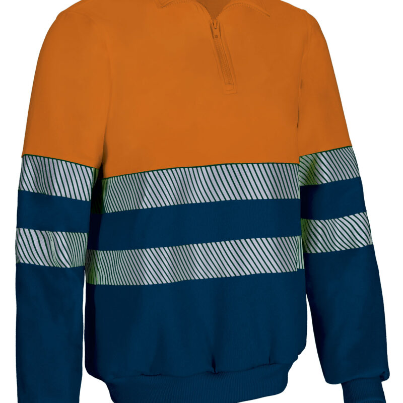 Υψηλής ορατότητας Sweatshirt STIRLING - Fluo Πορτοκαλί-Orion Μπλε σκούρο Μπλε