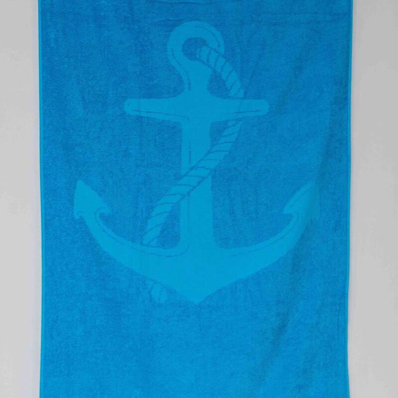 ol3020-caribbean_blue-a1 OLIMA «ANCHOR» JACQUARD BEACH TOWEL - Μπλε Καραϊβικής