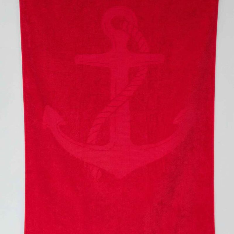 ol3020-chilli_red-a1 OLIMA «ANCHOR» JACQUARD BEACH TOWEL - Chilli Red