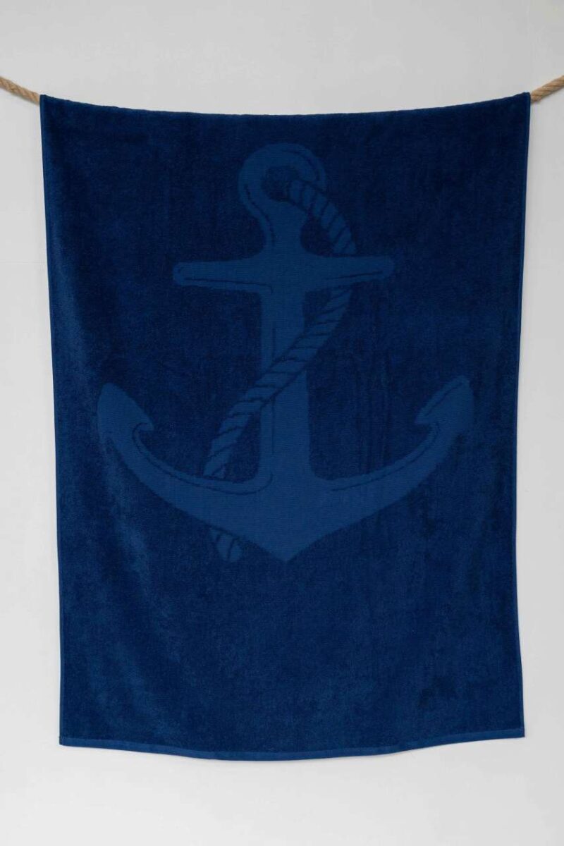 ol3020-marine_blue-a1 OLIMA «ANCHOR» JACQUARD BEACH TOWEL - Ναυτικό Μπλε