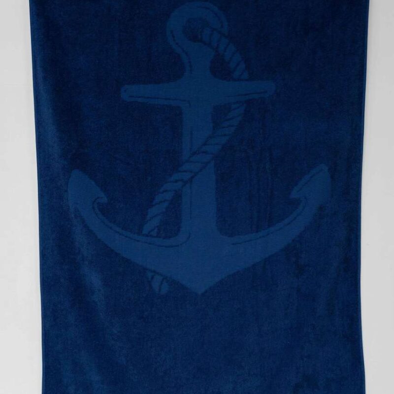 ol3020-marine_blue-a1 OLIMA «ANCHOR» JACQUARD BEACH TOWEL - Ναυτικό Μπλε