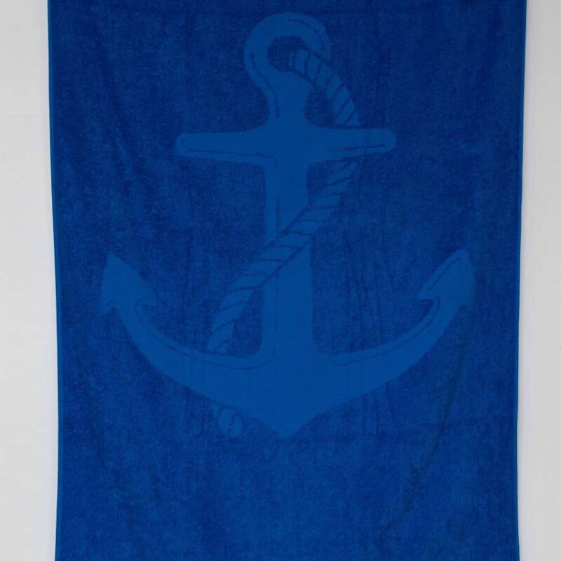 ol3020-royal-a1 OLIMA «ANCHOR» JACQUARD BEACH TOWEL - βασιλικό μπλε
