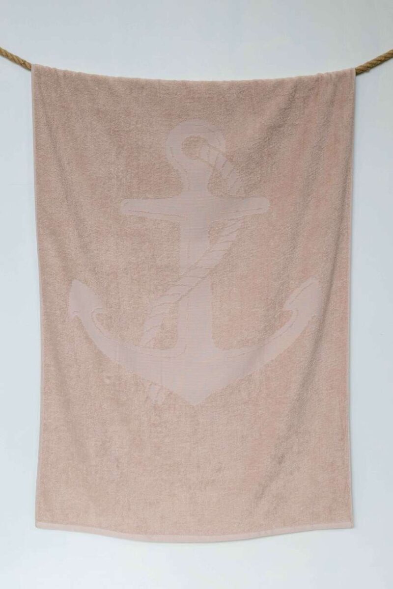 ol3020-sand-a1 OLIMA «ANCHOR» JACQUARD BEACH TOWEL - άμμου
