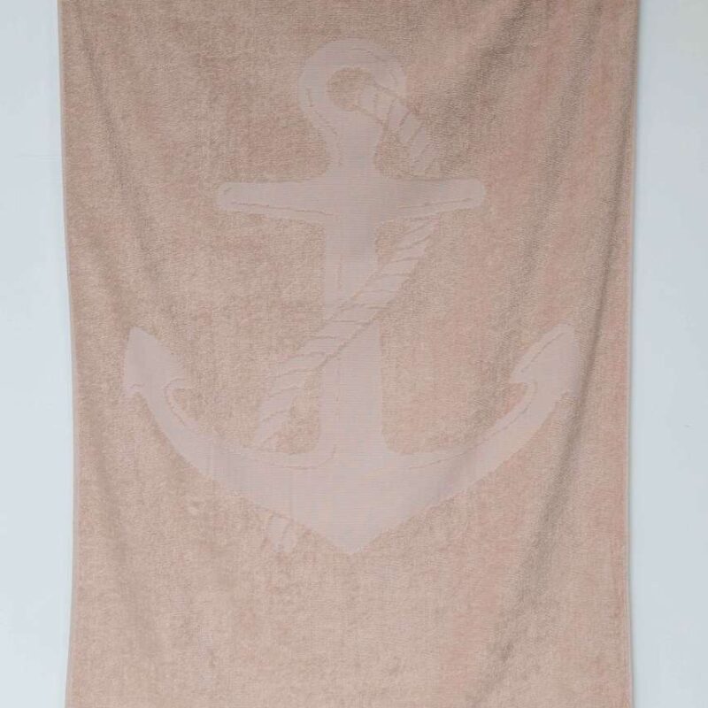 ol3020-sand-a1 OLIMA «ANCHOR» JACQUARD BEACH TOWEL - άμμου