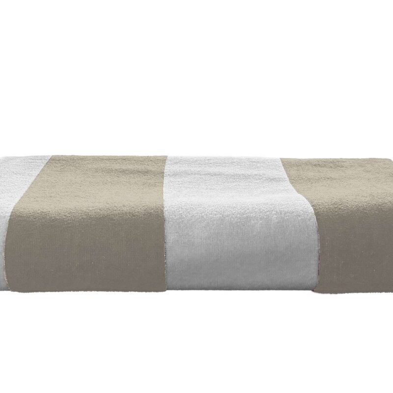 olv4030-sandwhite-a1 OLIMA «CLASSIC MARINE» BEACH VELOUR TOWEL - Sand/White