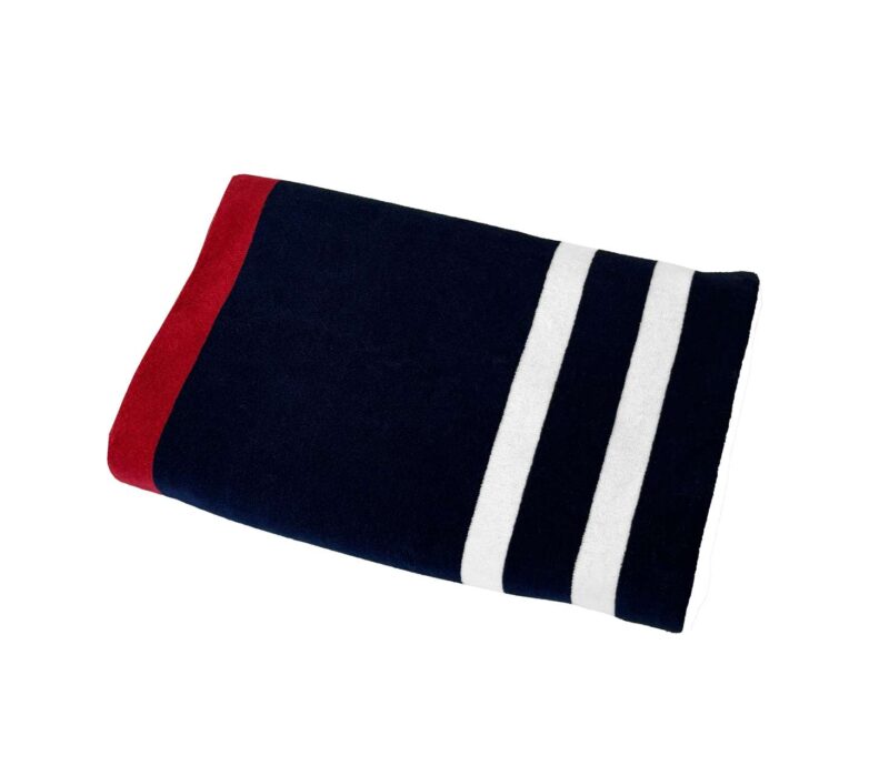 olv4050-navywhitechilli_red-a1 OLIMA „SAILOR” BEACH VELOUR TOWEL - Navy/White/Chilli Red