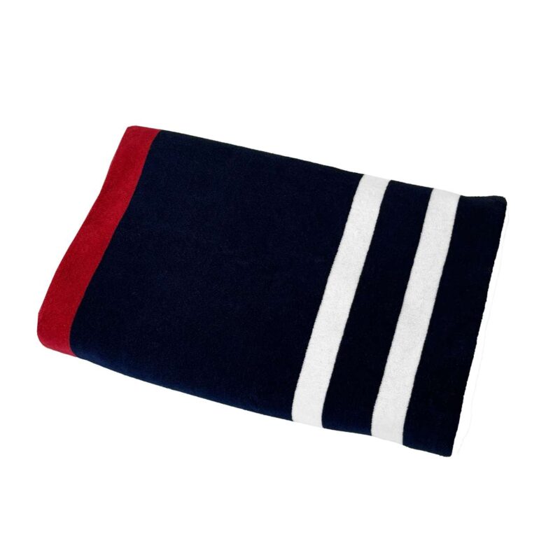 olv4050-navywhitechilli_red-a1 OLIMA „SAILOR” BEACH VELOUR TOWEL - Navy/White/Chilli Red