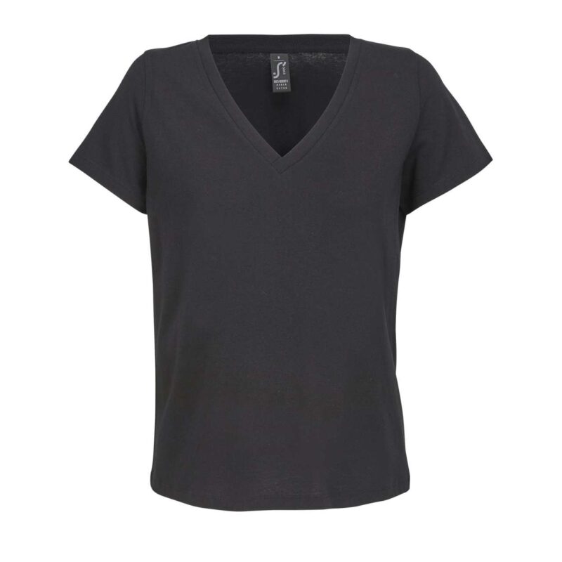 so04766-deep_black-a1 SOL'S T-SHIRT WOMEN V-NECK REGENT - Βαθύ Μαύρο