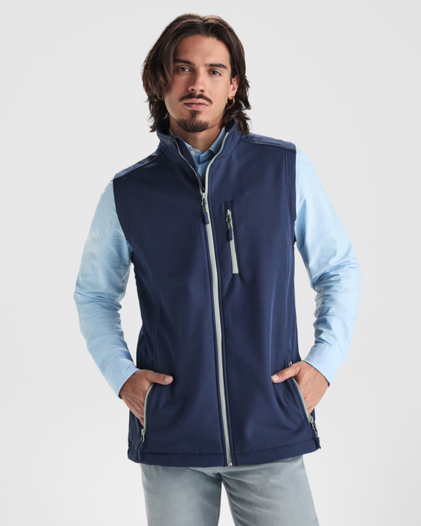 1199_55_1_1 NEVADA — Γιλέκο softshell 2 στρωμάτων με ανεστραμμένο μπροστινό φερμουάρ σε χρωματική αντίθεση