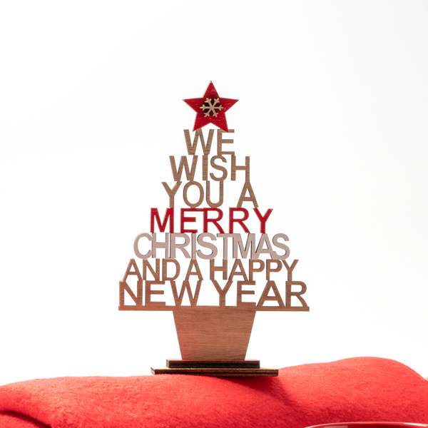 TINSEL — Wooden christmas tree with a message
