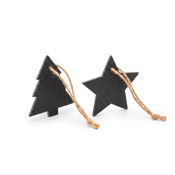 RUDOLF — Christmas slate ornament in two designs: tree and star