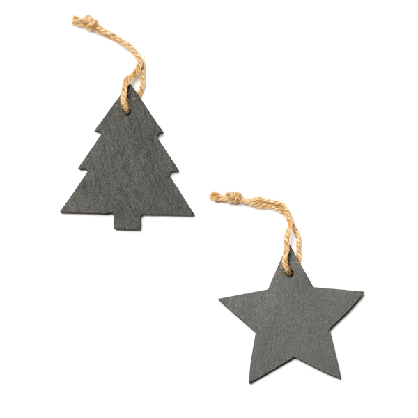 RUDOLF — Christmas slate ornament in two designs: tree and star