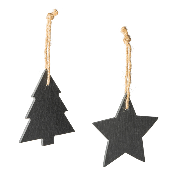 RUDOLF — Christmas slate ornament in two designs: tree and star