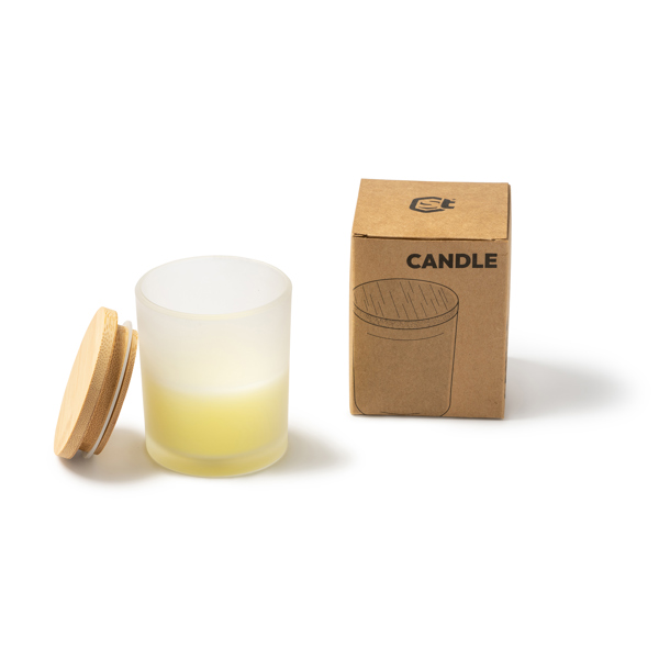 VANILA — Scented candle in a translucent glass with bamboo lid