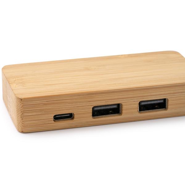 NEPTUNE — Θύρα USB κατασκευασμένη με σώμα από φυσικό μπαμπού και μαύρο καλώδιο