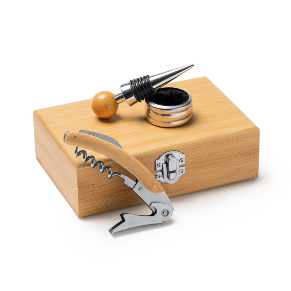 4129_29_3_3 TINTOS — Wine set with stainless steel and bamboo accessories