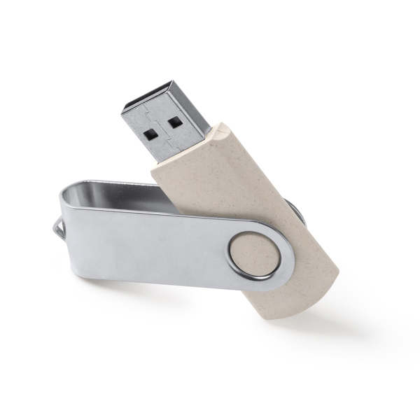 4194_29_1_1 VENAK — Στικάκι USB από ίνα σίτου με μεταλλικό περιστρεφόμενο κλιπ