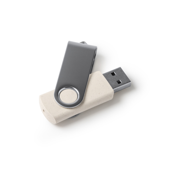 VENAK — Στικάκι USB από ίνα σίτου με μεταλλικό περιστρεφόμενο κλιπ